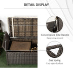 27Gallon Rectangular Polyethylene Rattan Storage Bench Durable Red Outdoor Heavy Duty with Hinged Lid Weatherproof Furniture