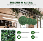 VEVOR 2 Pcs 20” Artificial Plant Topiary Ball, Faux Boxwood Balls with 2 LED Light String, All-Year Green Faux Plant Decorative Balls for Backyard, Balcony,Garden, Wedding and Home Décor