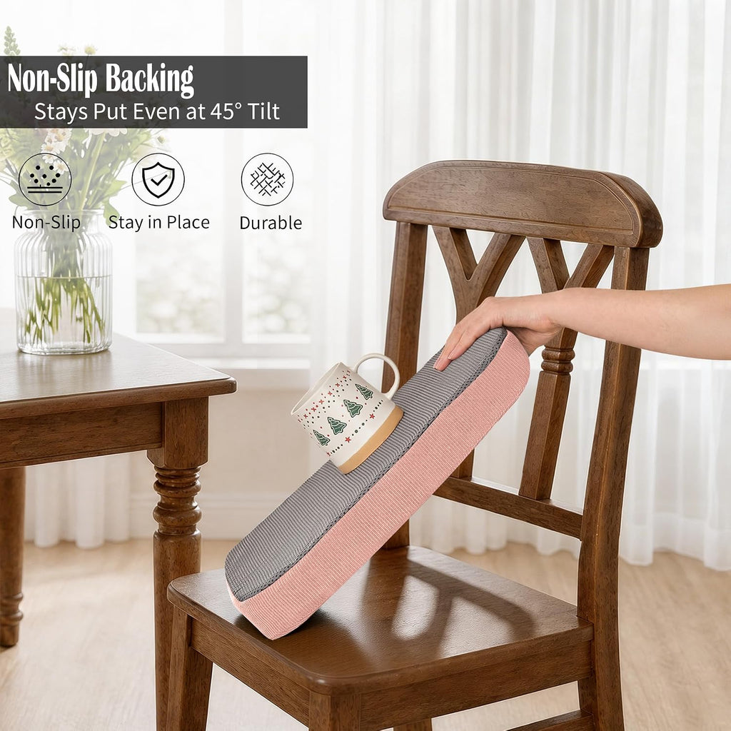 Dining Chair Cushions Set of 4-2" Thick High-Density Foam Chair Pads with Ties and Non-Slip Bottom, Removable Washable Cover for Dining and Kitchen, 17"x16", Pink