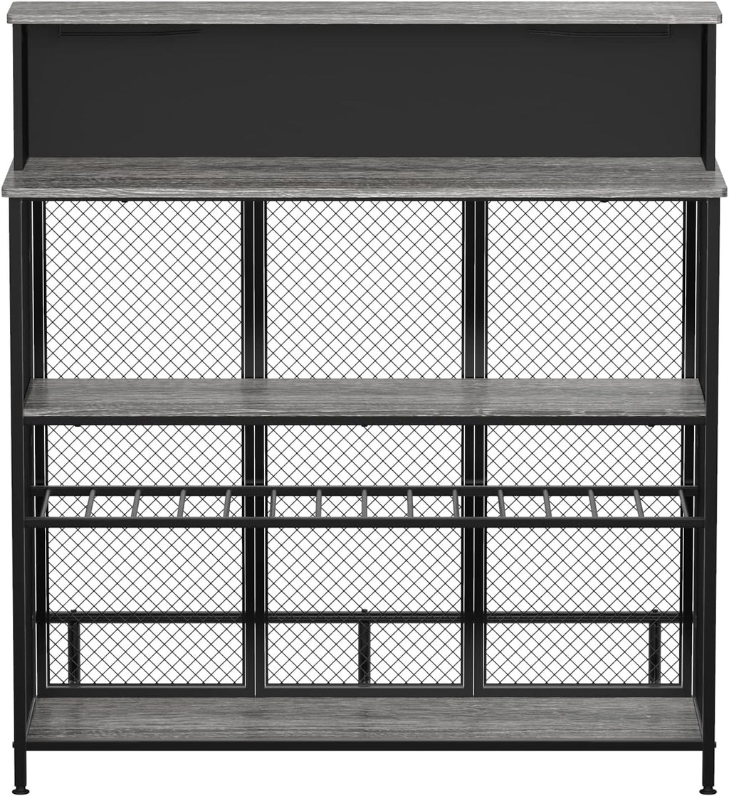 GDLF Home Bar Unit Mini Bar Liquor Cabinet with Storage and Footrest for Home Kitchen Pub (Grey)