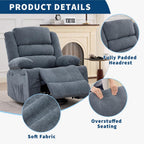 Garvee Rocking Recliner Chair Lazy boy Swivel Nursery Rocker for Adults | Wide 360° Recliner with Cup Holder Glider with Upholstered Deep Seat Linen Lazy boy chair for Living Room Blue