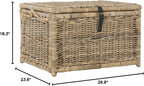happimess HPM9001C Caden 30" Wicker Storage Trunk, Collapsible for flat storage, Rattan-Kubusoft Gray, Coastal for Office, Dorm Room-LivingRoom, Bedroom, Dining Room, Natural