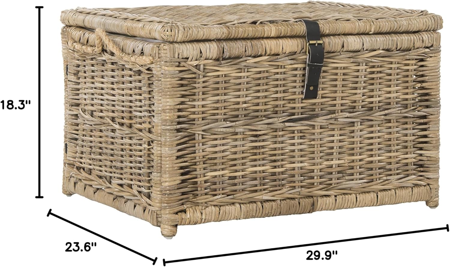 happimess HPM9001C Caden 30" Wicker Storage Trunk, Collapsible for flat storage, Rattan-Kubusoft Gray, Coastal for Office, Dorm Room-LivingRoom, Bedroom, Dining Room, Natural