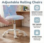 chairus Kids Desk Chair Butterfly Faux Fur Study Chair for Teenage Girls Adjustable Kids Vanity Chair for Bedroom Reading Living Room, Small Cute Student Task Chair with White Foot, Baby Blue