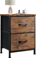 WLIVE Night Stand, Small Dresser with 2 Drawers & Wooden Top, Nightstand with Fabric Bins, Bedside Table End Table for Bedroom, Closet, Entryway, College Dorm, Rustic Brown | Nightstand with Fabric Bins, Bedside Table End Table for Bedroom, Kids Room
