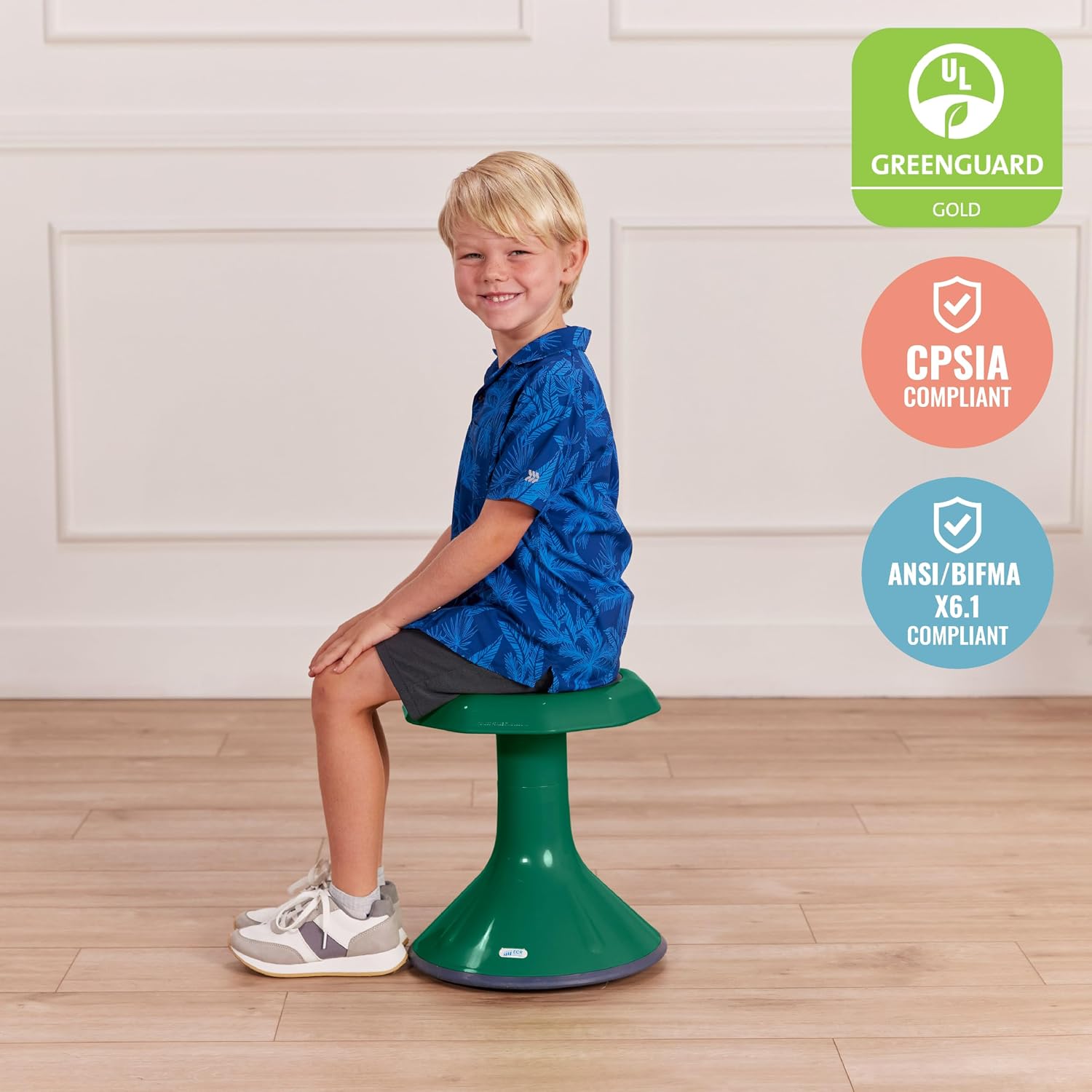 ECR4Kids ACE Active Core Engagement Wobble Stool, 15-Inch Seat Height, Flexible Seating, Green