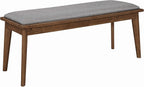 Coaster Home Furnishings - Alfredo - 46-Inch Upholstered Dining Bench - Mid-Century Modern Style with Padded Seat & Tapered Wood Legs - Dining Room, Kitchen - Grey & Natural Walnut - 108083