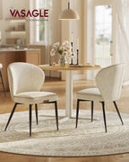 VASAGLE EKHO Collection - Dining Chairs Set of 2, Upholstered Kitchen Chairs, Comfortable Seat, Synthetic Leather with Stitching, Mid-Century Modern, Easy Assembly, Living Room Lounge, Cream White