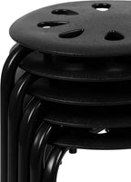 Flash Furniture Bailey Plastic Nesting Stack Stools, 17.5"Height, Black (5 Pack)
