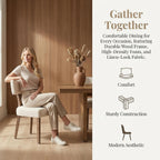 VESCASA Mid Century Modern Dining Chairs Set of 4, Upholstered Linen Dining Room Chairs with Ergonomic Curved Backrest, Solid Wood Legs, Kitchen Accent Chairs for Apartment, Farmhouse & Home, Beige