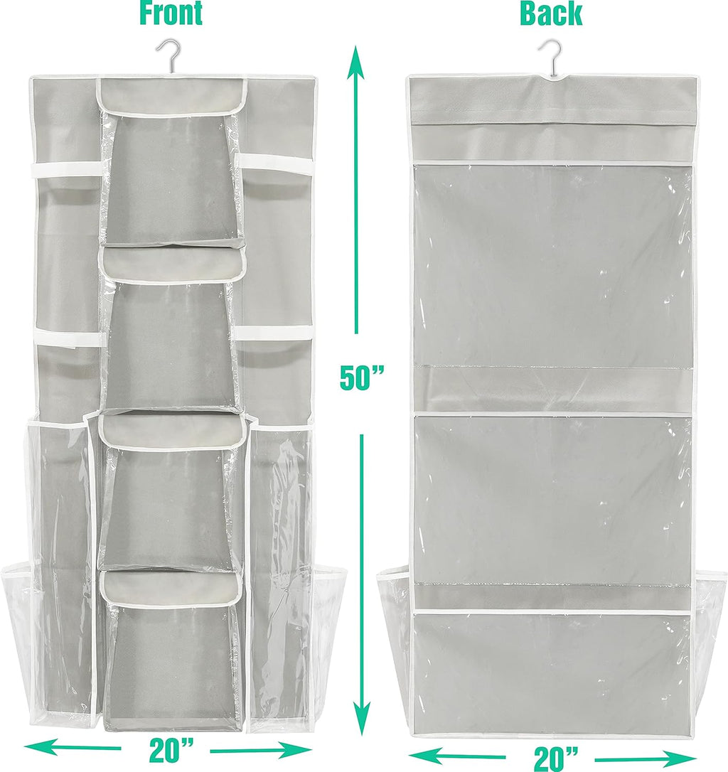 Simple Houseware Double-Sided Hanging Gift Wrap Organizer Storage Pockets, Gray (Set of 1)