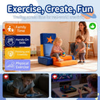 11Pcs Modular Kids Play Couch, Indoor Child Sectional Sofa for Toddlers over 1 year old, Kids Couch for Playroom Living Room, Convertible Foam Climbing Blocks Sofa for Boys and Girls, Stars and Moon