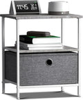 End Table Nightstand Side Table with Drawer and Shelf Rustic Grey Wood Top Small Bedside Table Storage Organizer for Bedroom Living Room