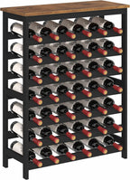 42 Bottles Bamboo Wine Rack Freestanding Floor, 7-Tier Wine Storage Shelf with Table Top, Wine Display Holder for Kitchen Pantry Bar Cellar, Rustic Brown and Black