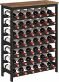 42 Bottles Bamboo Wine Rack Freestanding Floor, 7-Tier Wine Storage Shelf with Table Top, Wine Display Holder for Kitchen Pantry Bar Cellar, Rustic Brown and Black
