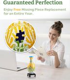PieceRelax 3D Puzzle Vase for Adults to Flower Arrangement and Home Decoration Made By 160 Curved Plastic Puzzle Pieces - Winter Grace, for Mom [S1043]