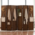 6 Panel Pegboard Room Divider, 5.6 Ft Folding Privacy Screen, Freestanding Wooden Display Board Organizer for Craft Show, Jewelry Display, Bedroom, Office, Brown