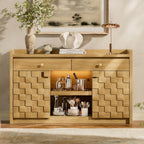 STO'SENSE 55" Sideboard Buffet Cabinet with Charging Station & LED Light, Coffee Bar Cabinet with Drawers, Pull-Out Shelf & Door Rack, Modern Storage Cabinet for Kitchen, Dining Room