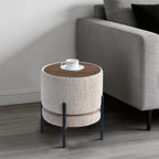 Get Set Style Multifunctional Ottoman with Side Table, Soft Round Footrest Stool,Vanity Stool with Metal Legs, Modern Decorative Furniture Vanity Chair for Makeup Room, Bedroom, Living Room