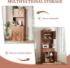 Garvee 71" Pantry Cabinet with Charging Station, Tall Kitchen Pantry Storage Cabinet with Microwave Stand, Large Farmhouse Kitchen Hutch with Cabinet Doors & Drawer for Living Room, Dining Room