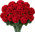 6 PCS 14" Artificial Geranium Flowers for Outdoors, Realistic Artificial Flowers UV Resistant Silk Faux Geraniums for Garden Planter Windowsills Patios Wedding Outdoor Home Decor, Red