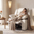 AILEEKISS Nursery Glider Recliner Chair with Adjustable Armrests, Swivel Rocking Recliner for Breastfeeding Moms, 360° Swivel, 30° Rocking, 90°-160° Recline, Easy-Clean Nursery Chair(White)