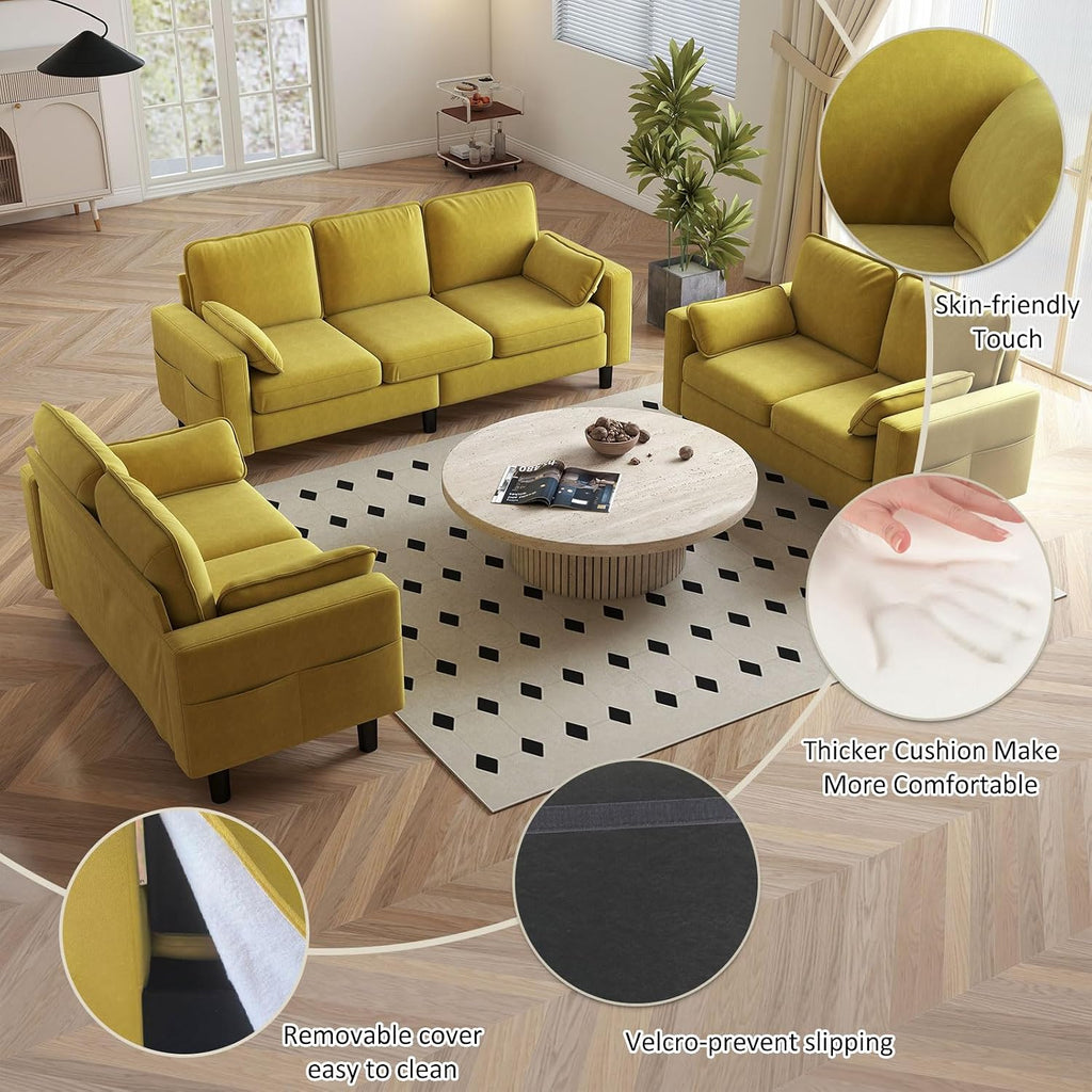 Kinfant 7-Seat Waiting Room Chair- Office Guest Reception Chairs Waiting Furniture Bench with Armrest Modern Upholstered Reception Seating for Salon, Bedroom & Studio, Yellow
