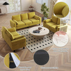 Kinfant 7-Seat Waiting Room Chair- Office Guest Reception Chairs Waiting Furniture Bench with Armrest Modern Upholstered Reception Seating for Salon, Bedroom & Studio, Yellow