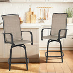 Outdoor Bar Stools Set of 2, 26.6" Seat Height Patio Bar Stools, All Weather Bar Height Swivel Patio Chairs with High Back for Bistro, Patio, Garden