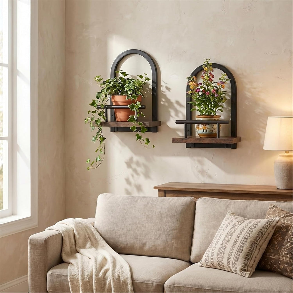 Amaoot Floating Shelves Set for 2, Wall Planters for Indoor Plants, Hanging Shelves Wall Shelf Plant Holder for Living Room Decor, Bathroom, Bedroom, Kitchen, Office