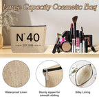 YeohJoy 40th Birthday Gifts for Women Jute Tote Bag, Vintage N°40 Burlap Handbag with Cosmetic Bag and Back in 1986 Poster, Unique 40 Years Old Gifts for Mom Wife Friends Sister Her