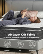 Queen Size 12 Inch Medium Firm Hybrid Mattress with Cooling Gel Memory Foam, CertiPUR-US Certified Mattress in a Box Pressure Relief Removable Cover No Fiberglass