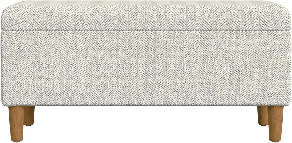 HomePop Malmo Decorative Storage Bench -Cream Chevron Woven