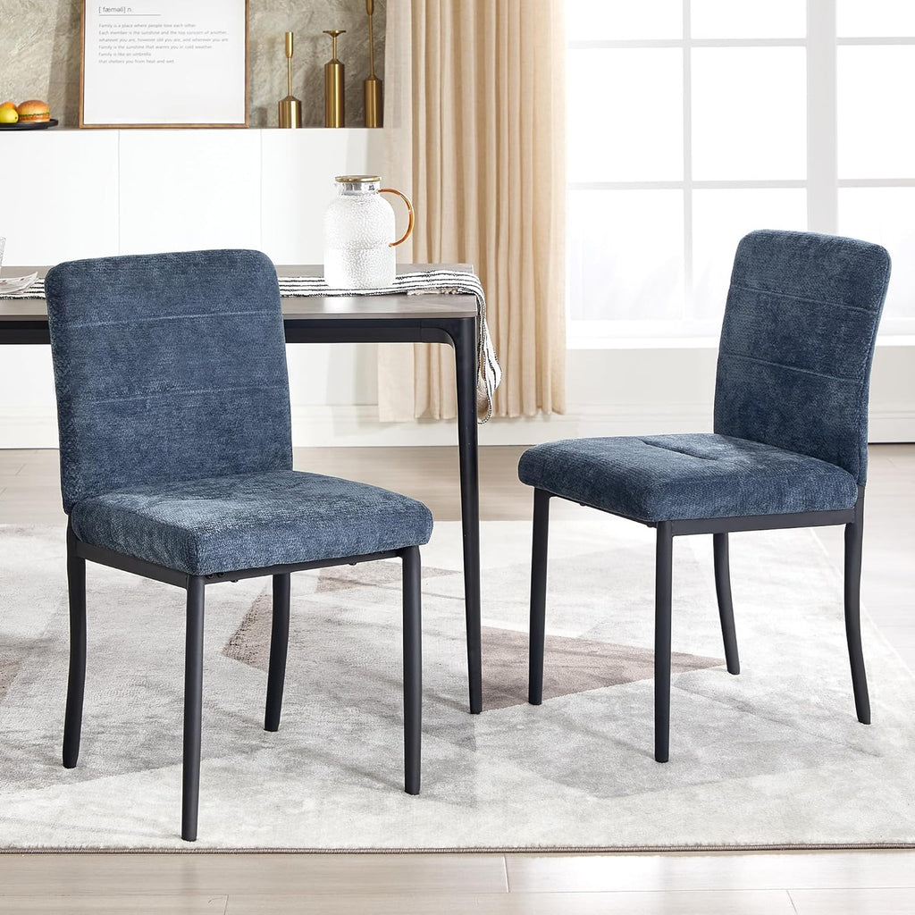 Dining Chairs Set of 4, Modern Upholstered Fabric Parsons Dining Room Chairs, Armless Kitchen Chairs with Metal Legs and Padded Seat for Living Room, Bedroom, Kitchen