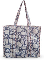 Cotton Tiger Block Print Tote Bag, Indian Handmade Shopping Shoulder Bag, Unisex Market Daily Use