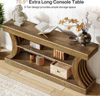 Tribesigns 70.9-Inch Long Farmhouse Entryway Console Table with Storage, 3-Tier Wooden Couch Table Behind Sofa, for Entry, Entrance, Hallway, Foyer, Living Room, Rustic Brown