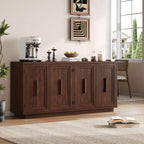 ONBRILL 63 Inch Sideboard Buffet Cabinet with Storage, Large Coffee Bar Cabinet with 4 Doors, Adjustable Shelves, Credenza Storage Cabinets for Kitchen, Living Room, Entryway, Dark Walnut