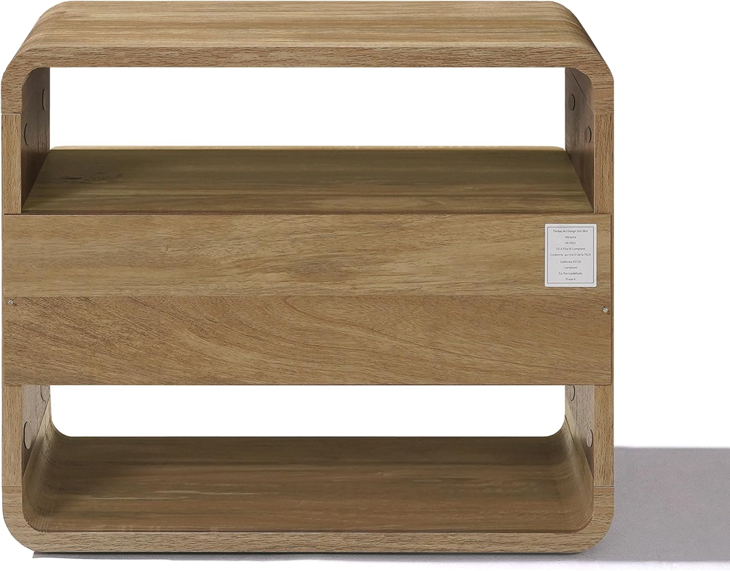 LuxenHome Modern Nightstand with Drawer and Open Shelf,15.7" H Wood Accent End Table and Night Stand with Rounded Corners, Small Bedside Table with Storage for Bedroom，Living Room
