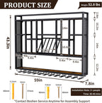 4-Tiers 59in Wine Rack Wall Mounted with LED Light, Floating Bar Shelves for Liquor Bottles, Metal Industrial Hanging Display Shelf for Home Kitchen Bar Cafe Wine Cellar Decoration