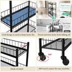 Utility Slim Storage Cart 6 Tier Narrow Metal Frame Carts | 6 Tier Narrow Kitchen Storage Cart,Laundry Room Carts, for Kitchen,DiningRoom,Living Room,Home Office,Classic Black