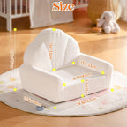 ROBUD Toddler Chair, Comfy Kids Sofa with Teddy Fleece, High Resilience Sponge, and Hidden Storage Pocket, Toddler Couch with Princess Style Design, Kids Couch for Boys and Girls, White