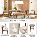 COLAMY Wooden Dining Chairs Set of 6, Modern Upholstered Fabric Dining Room Chair, Farmhouse Kitchen Side Chairs with Foot Pegs, Beige