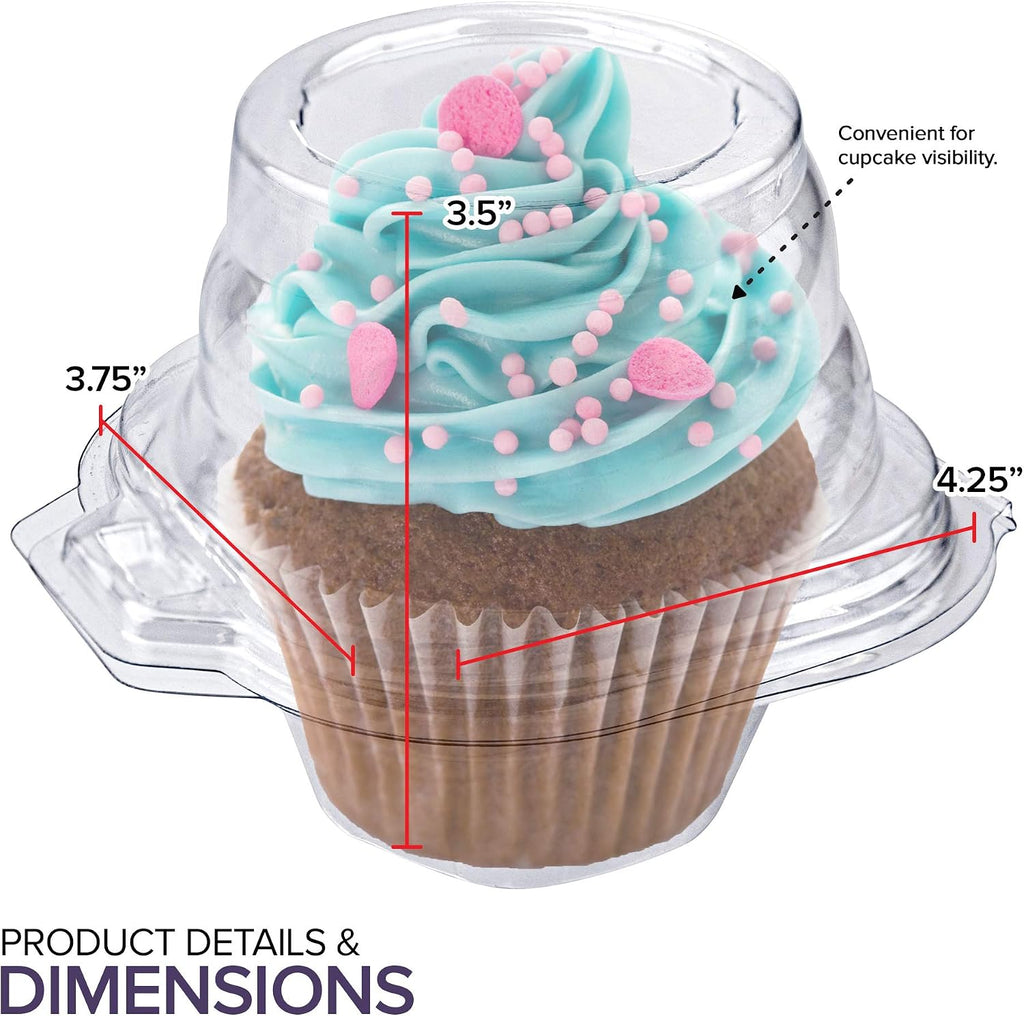 Stock Your Home Individual Plastic Cupcake Containers with Connected Airtight Dome Lid (800 Count), Clear Single Cupcake Container, BPA Free