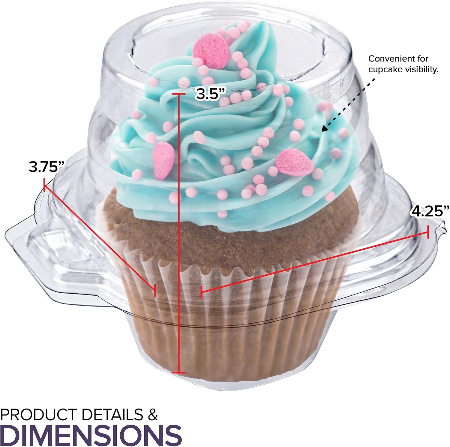Stock Your Home Individual Plastic Cupcake Containers with Connected Airtight Dome Lid (800 Count), Clear Single Cupcake Container, BPA Free
