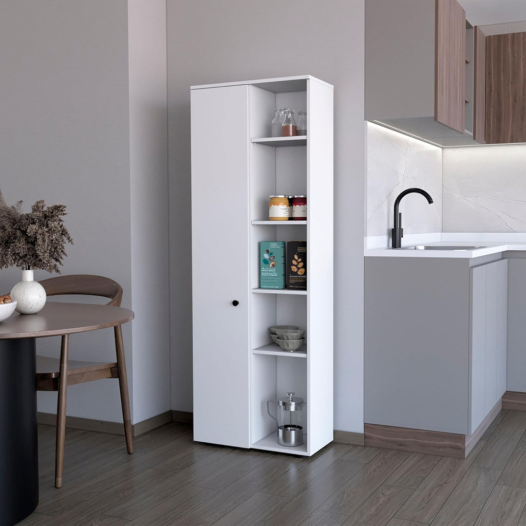 White 1-Door Multistorage Kitchen Pantry,Buffet Kitchen Sideboard,Four Legs,for Kitchen,Dining Room,11.8 * 23.6 * 66.9