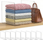SortNStore Shelf Dividers for Closet Organization: 12" Tall x 12" Deep, Taller Adhesive Separators Features Acrylic Material and Provides Storage for Clothes and Purses in Bedroom Cabinets(8-Pack)