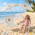 Kids Beach Chair with Umbrella, Kids Beach Chair with Umbrella, Foldable Toddler Lawn with Sun Shade for/Pool/Camping/Fishing, Bunny