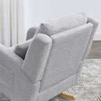 Rocking Glider Chair for Nursery, Wingback Accent Rocker Chair Upholstered Tall Back Arm Chair w/Side Pockets, Modern Leisure Single Sofa for Living Room, Hotel, Bedroom, Baby Room, Grey