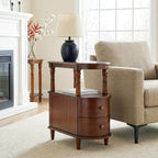 Narrow End Table Set of 2 with 2 Storage Drawers, Vintage Sofa Beside Table, Wood Slim SideTable for Living Room,Saving-space, 23.4“L x 11.4"W x 25.3"H, No-Tools Assembly, Cherry Walnut BG-A508-CY