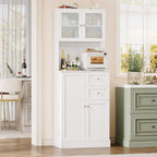 BOTLOG 72" Tall Kitchen Pantry Storage Cabinet, Kitchen Hutch Cabinet with Doors and Shelves, Modern Food Pantry with 2 Drawers for Dining Room, Living Room, White